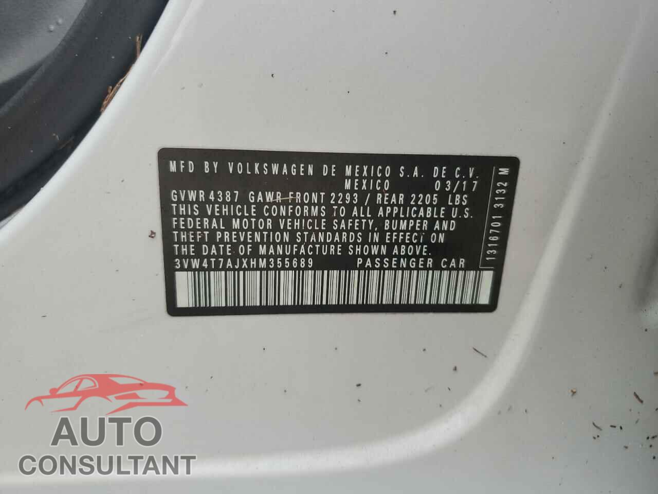 VOLKSWAGEN JETTA 2017 - 3VW4T7AJXHM355689