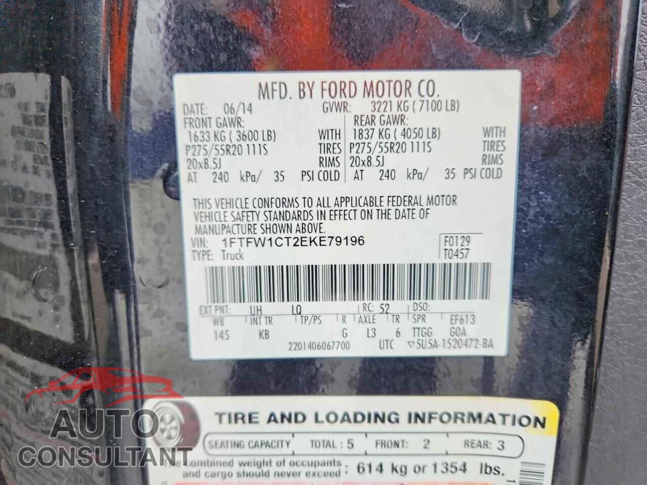 FORD F-150 2014 - 1FTFW1CT2EKE79196