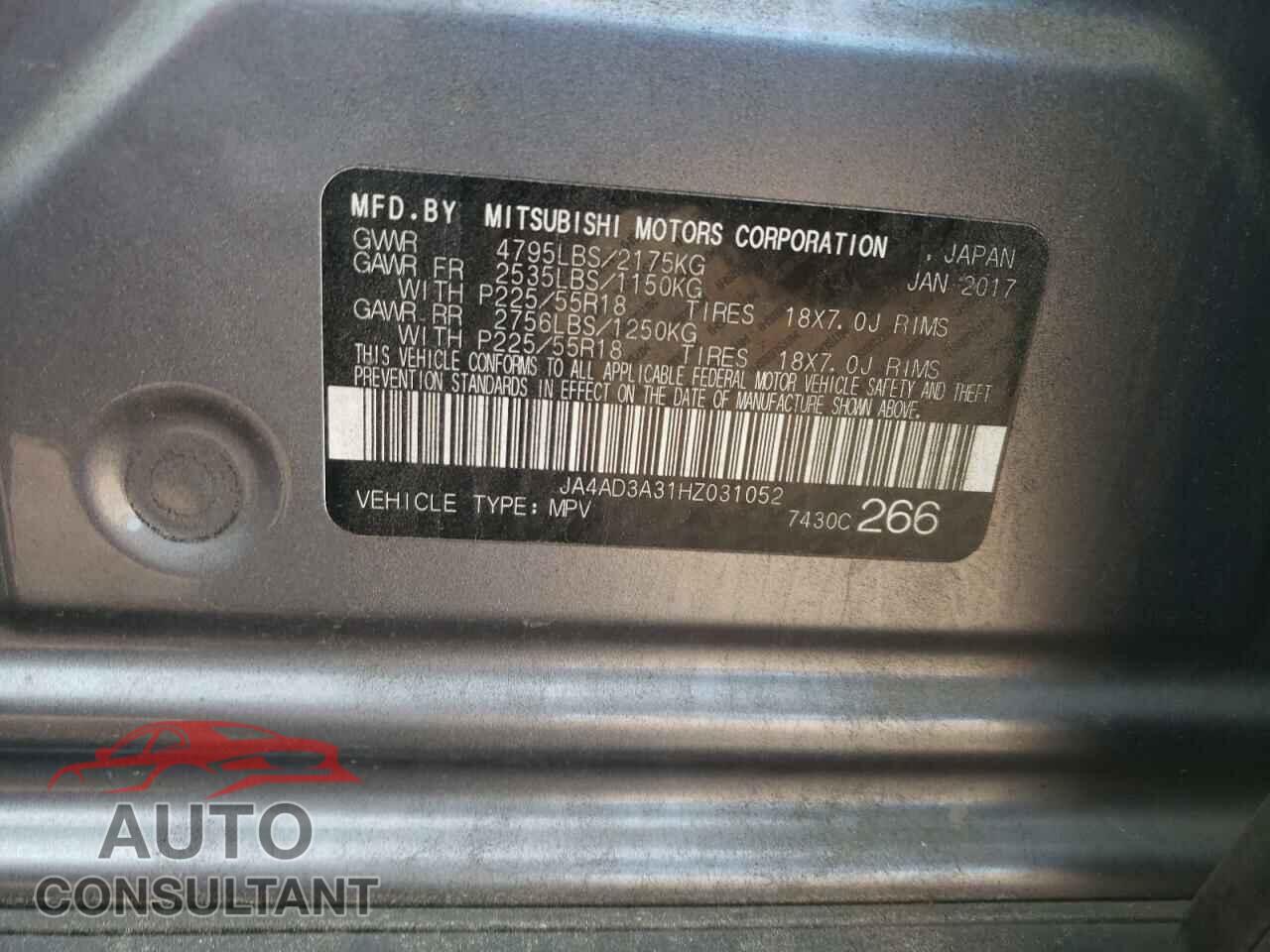 MITSUBISHI OUTLANDER 2017 - JA4AD3A31HZ031052