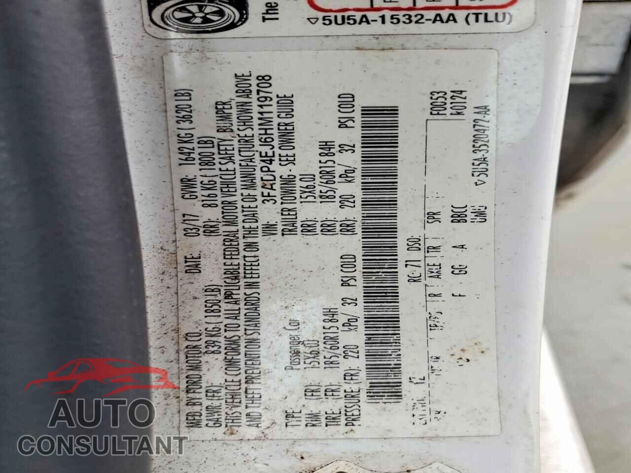 FORD FIESTA 2017 - 3FADP4EJ6HM119708