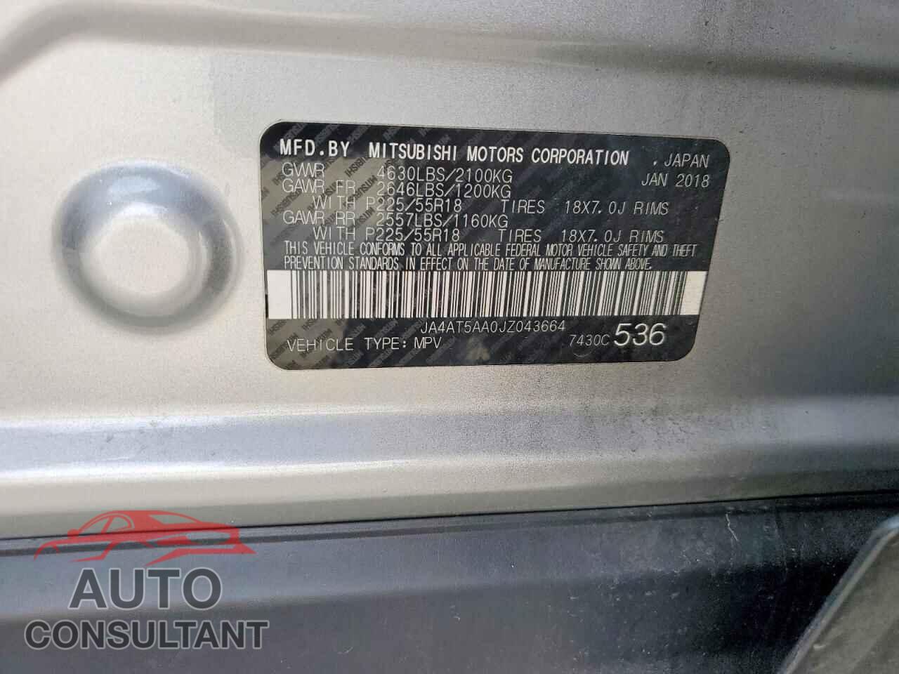MITSUBISHI ECLIPSE 2018 - JA4AT5AA0JZ043664