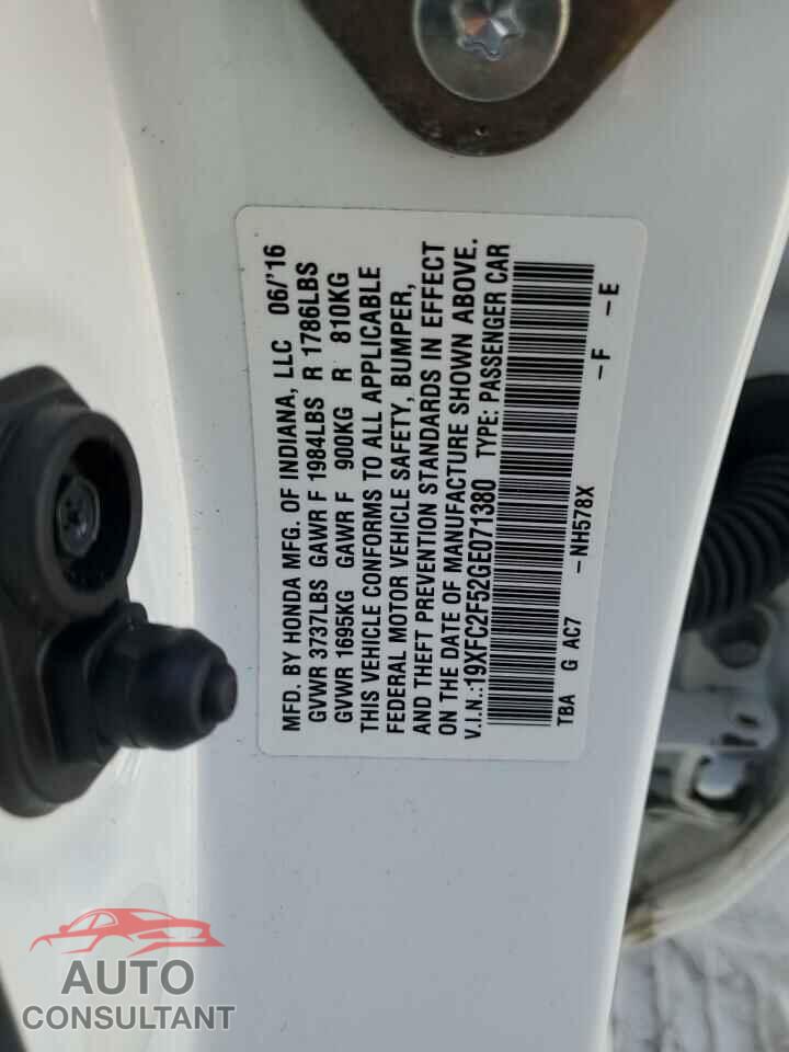 HONDA CIVIC 2016 - 19XFC2F52GE071380