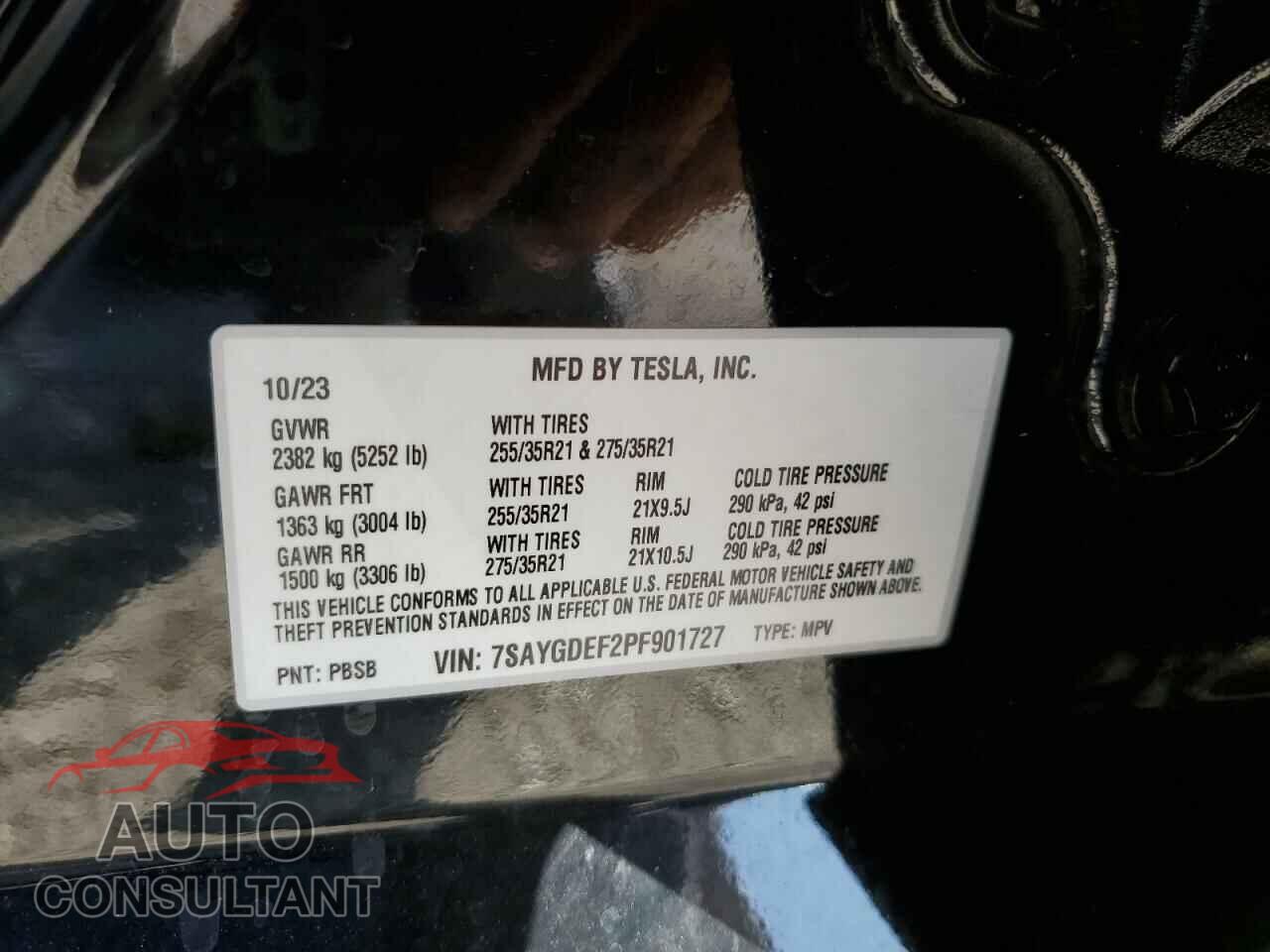 TESLA MODEL Y 2023 - 7SAYGDEF2PF901727