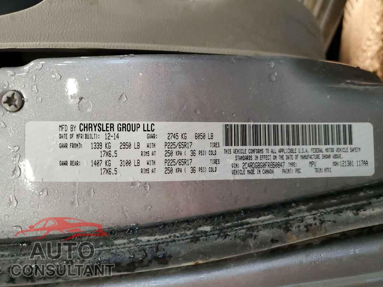 DODGE CARAVAN 2015 - 2C4RDGBG0FR650847