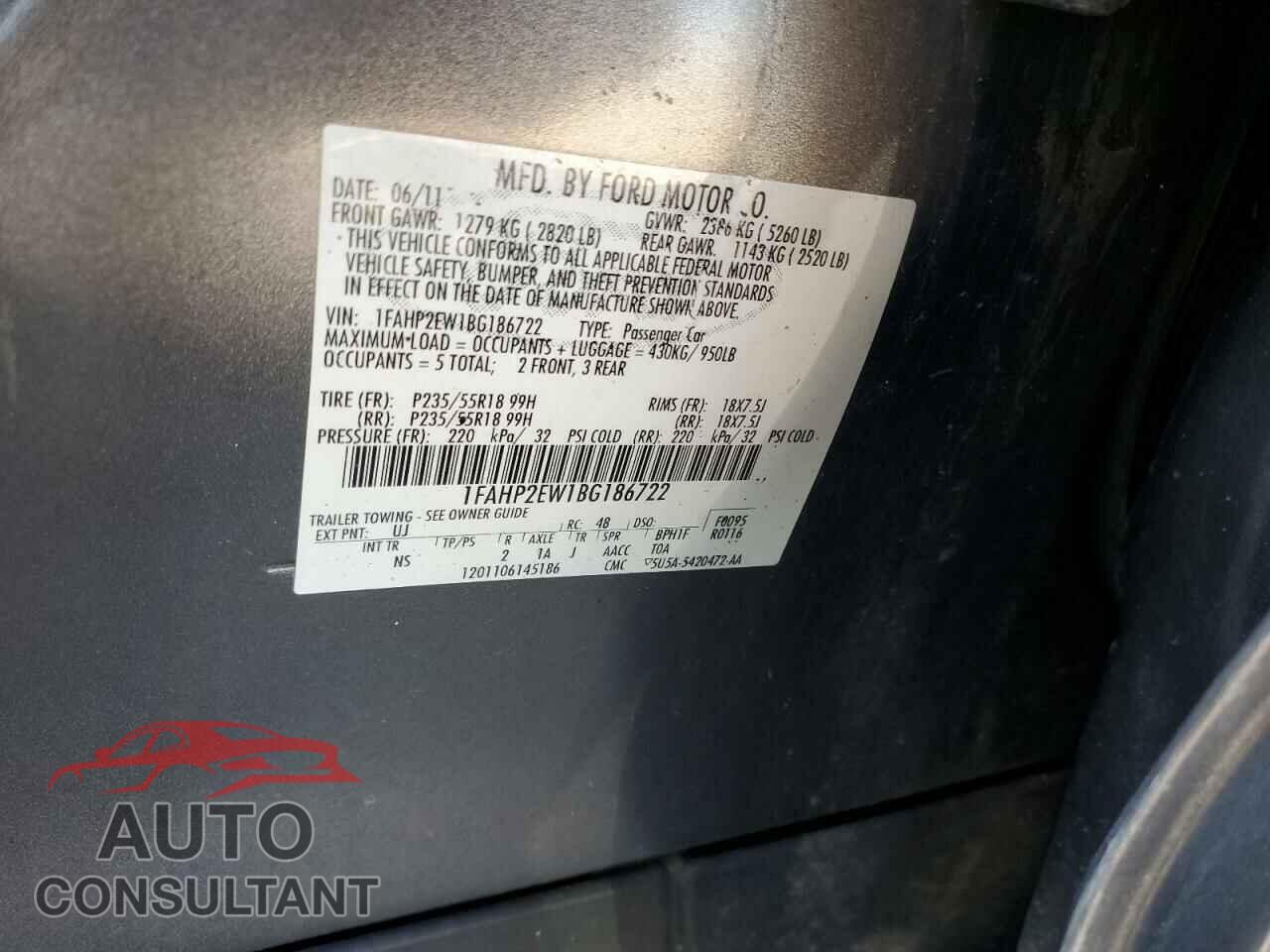 FORD TAURUS 2011 - 1FAHP2EW1BG186722