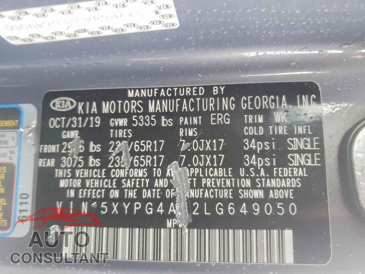 KIA SORENTO 2020 - 5XYPG4A32LG649050