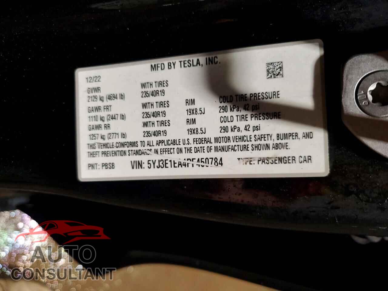 TESLA MODEL 3 2023 - 5YJ3E1EA4PF450784