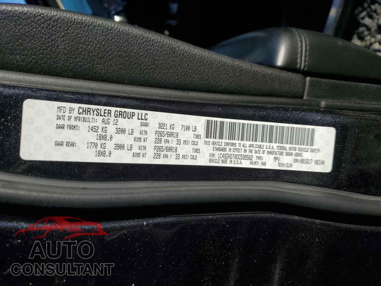 DODGE DURANGO 2013 - 1C4SDHDT0DC539562