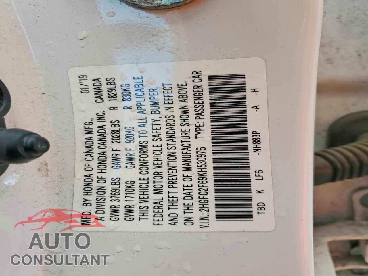 HONDA CIVIC 2019 - 2HGFC2F69KH530976