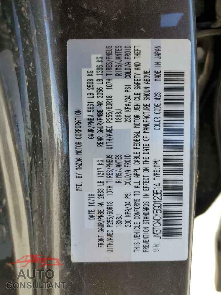MAZDA CX-9 2016 - JM3TCACY5G0123614