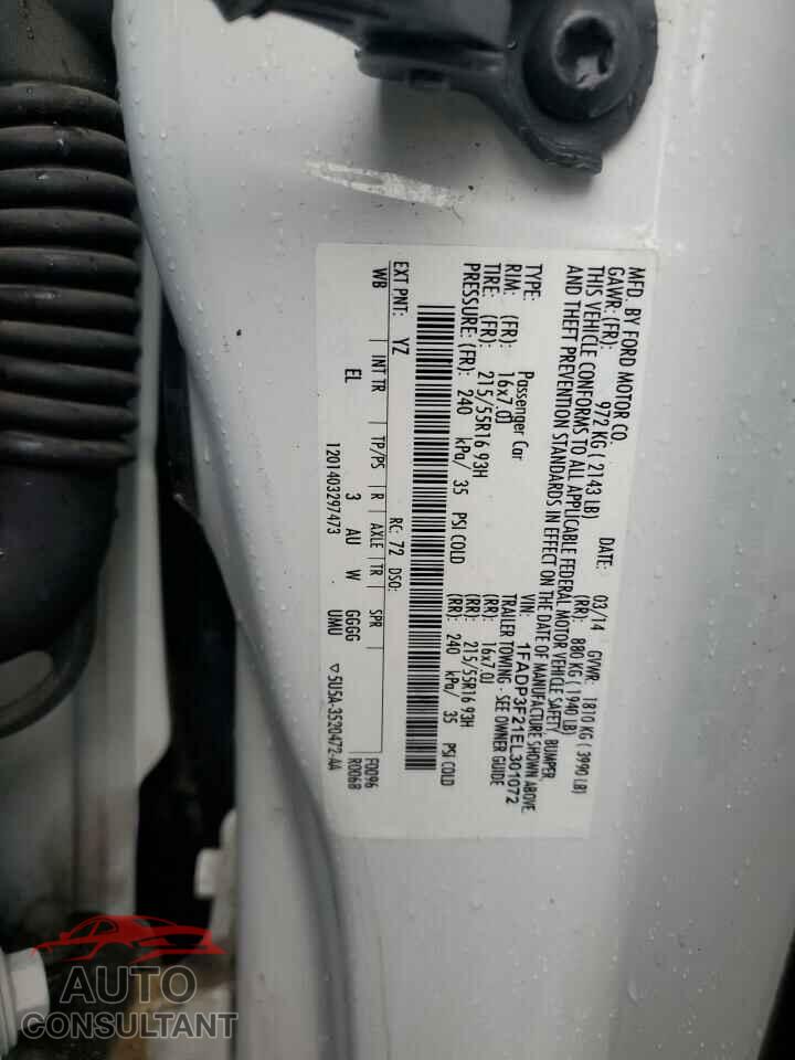 FORD FOCUS 2014 - 1FADP3F21EL301072