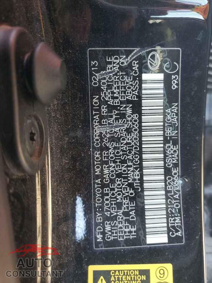 LEXUS ES350 2013 - JTHBK1GG7D2050608