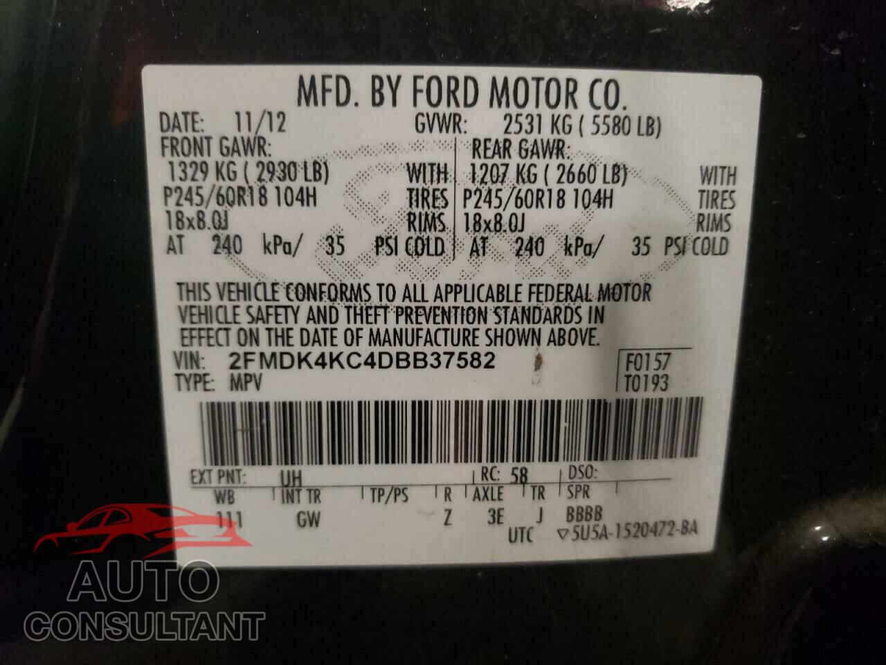 FORD EDGE 2013 - 2FMDK4KC4DBB37582