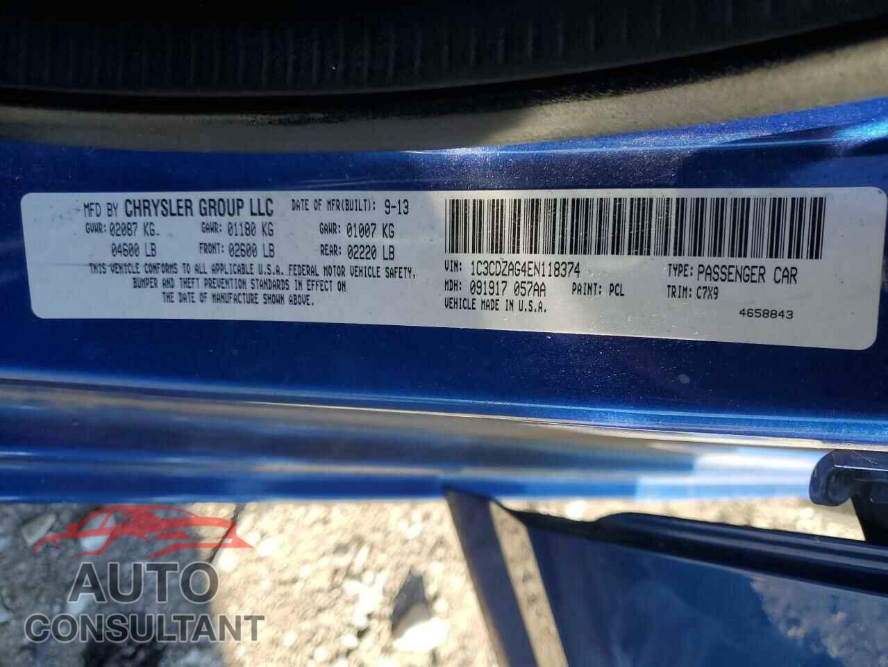 DODGE AVENGER 2014 - 1C3CDZAG4EN118374