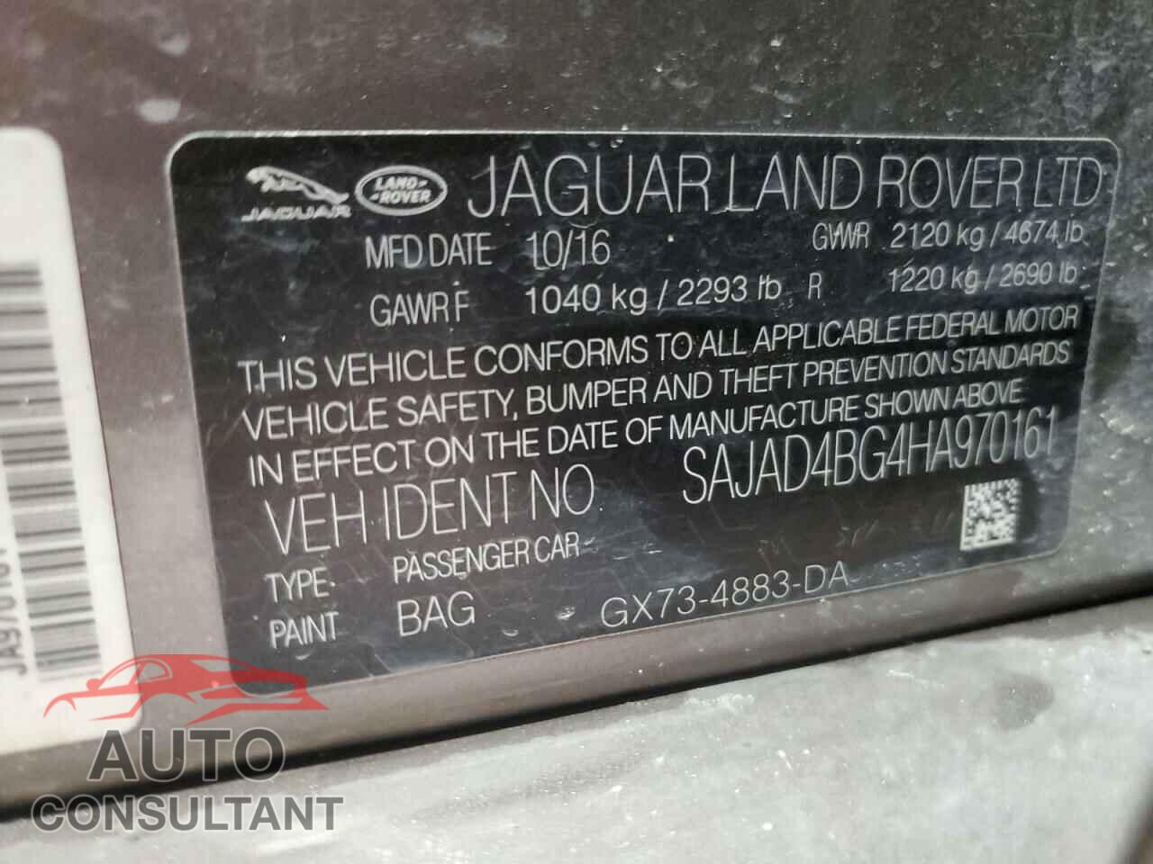 JAGUAR XE 2017 - SAJAD4BG4HA970161