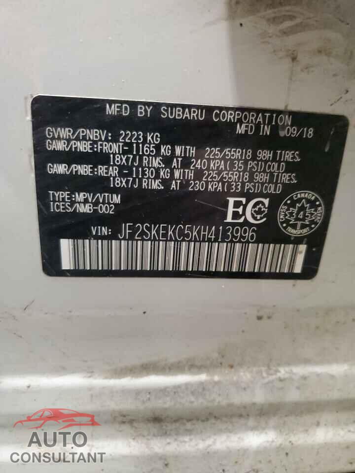 SUBARU FORESTER 2019 - JF2SKEKC5KH413996