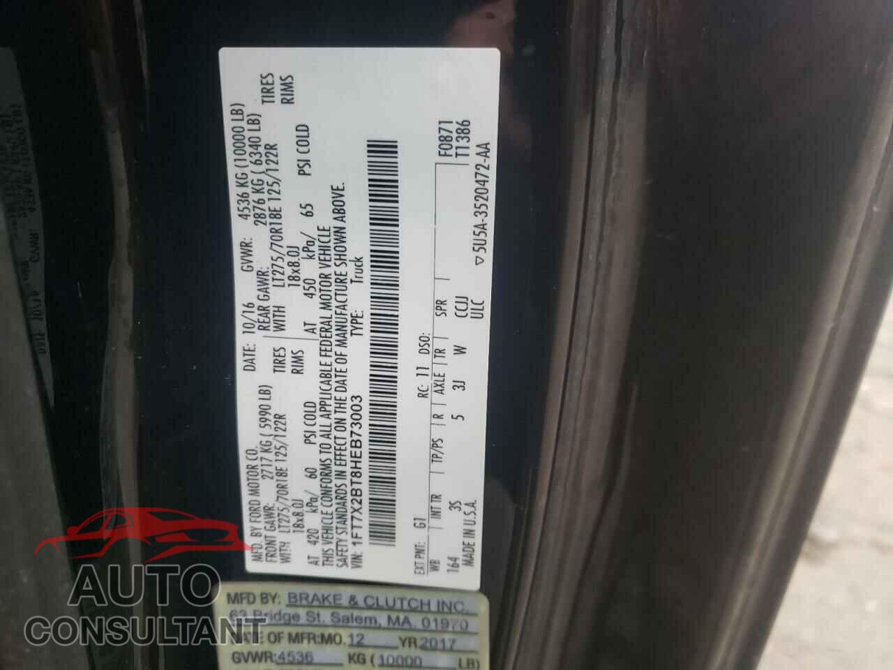 FORD F250 2017 - 1FT7X2BT8HEB73003