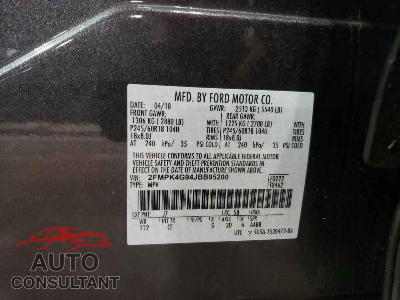 FORD EDGE 2018 - 2FMPK4G94JBB95200