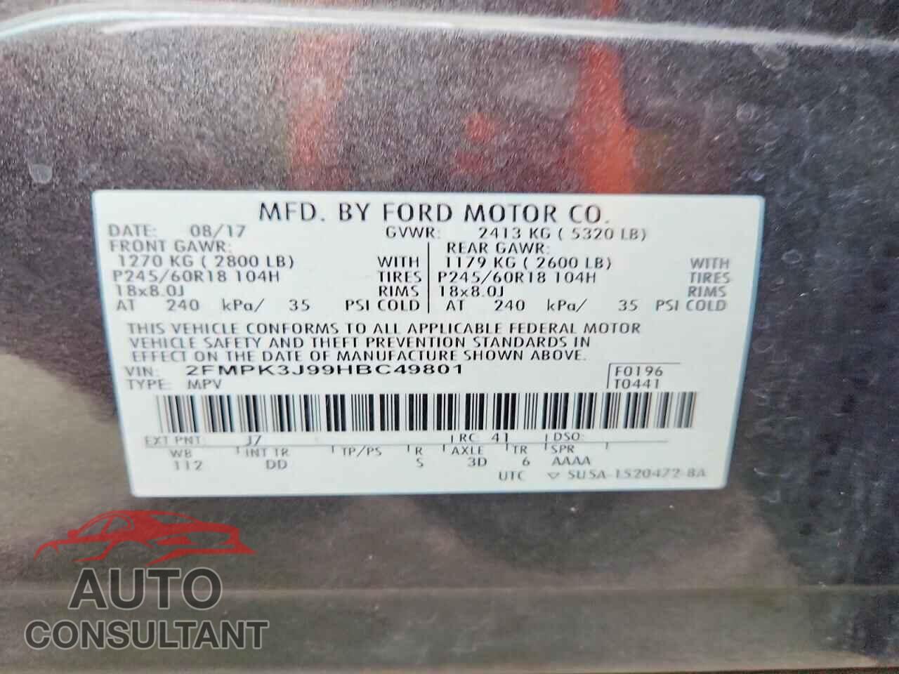 FORD EDGE 2017 - 2FMPK3J99HBC49801