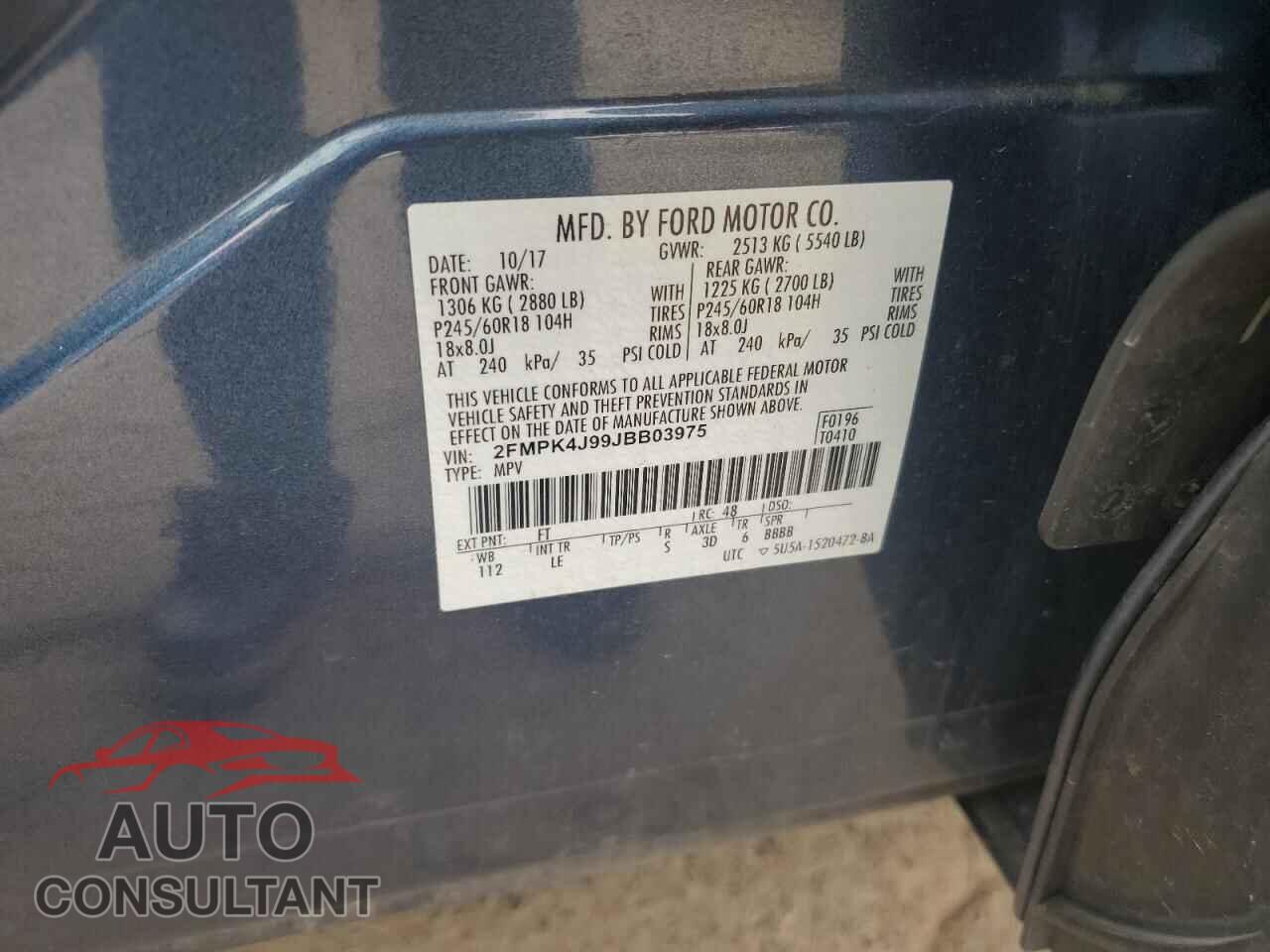 FORD EDGE 2018 - 2FMPK4J99JBB03975