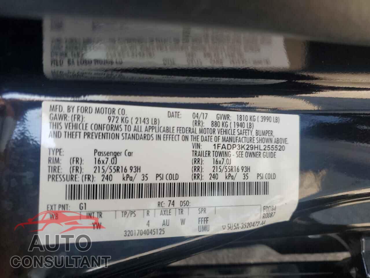 FORD FOCUS 2017 - 1FADP3K29HL255520