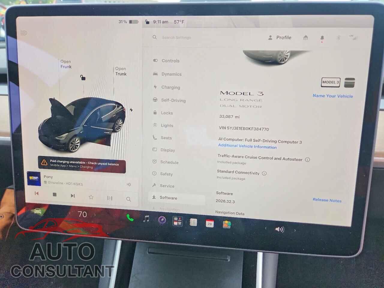 TESLA MODEL 3 2019 - 5YJ3E1EB0KF384770