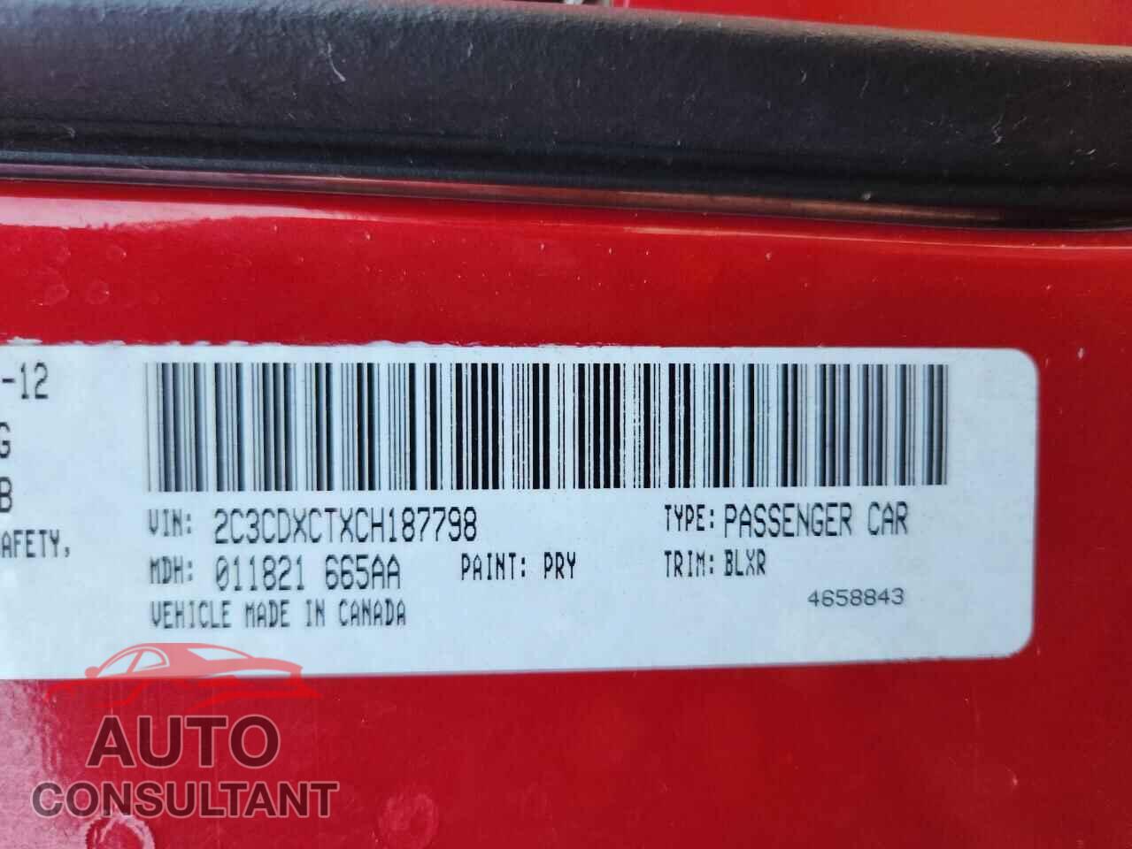DODGE CHARGER 2012 - 2C3CDXCTXCH187798