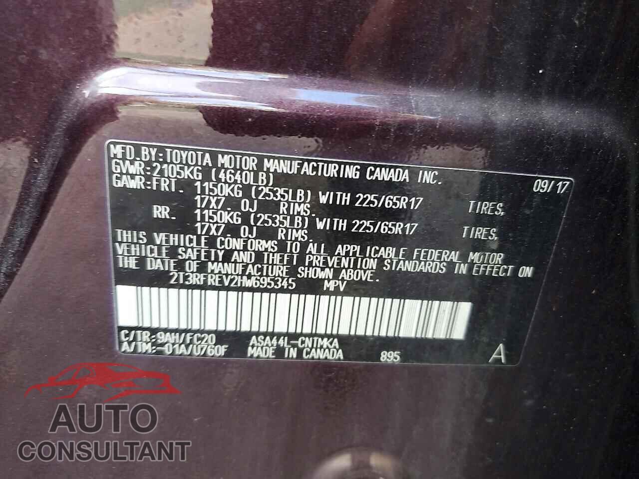 TOYOTA RAV4 2017 - 2T3RFREV2HW695345