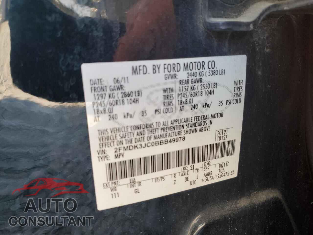 FORD EDGE 2011 - 2FMDK3JC0BBB49978