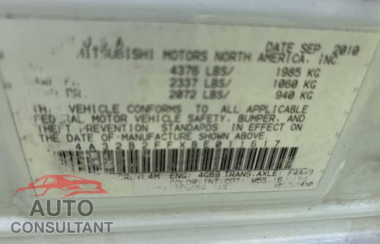 MITSUBISHI GALANT 2011 - 4A32B2FFXBE011617