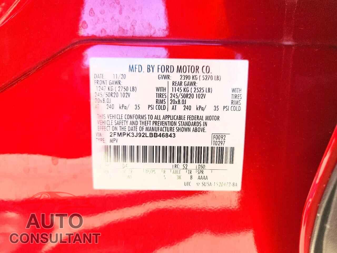 FORD EDGE 2020 - 2FMPK3J92LBB46843