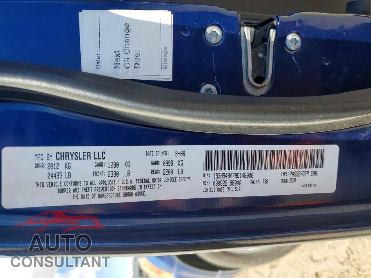 DODGE CALIBER 2009 - 1B3HB48A79D148008