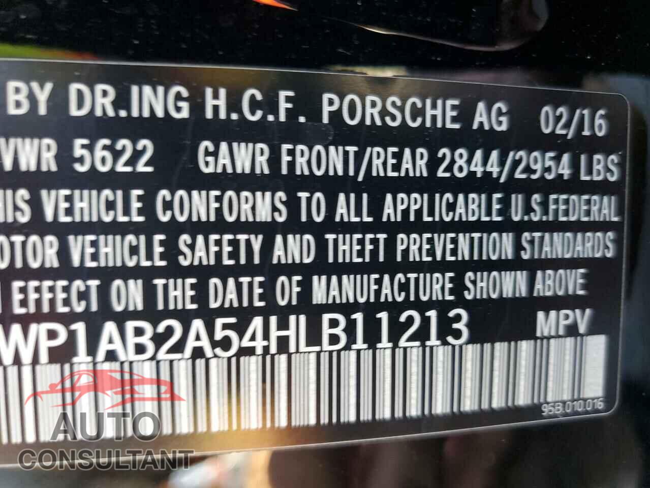 PORSCHE MACAN 2017 - WP1AB2A54HLB11213