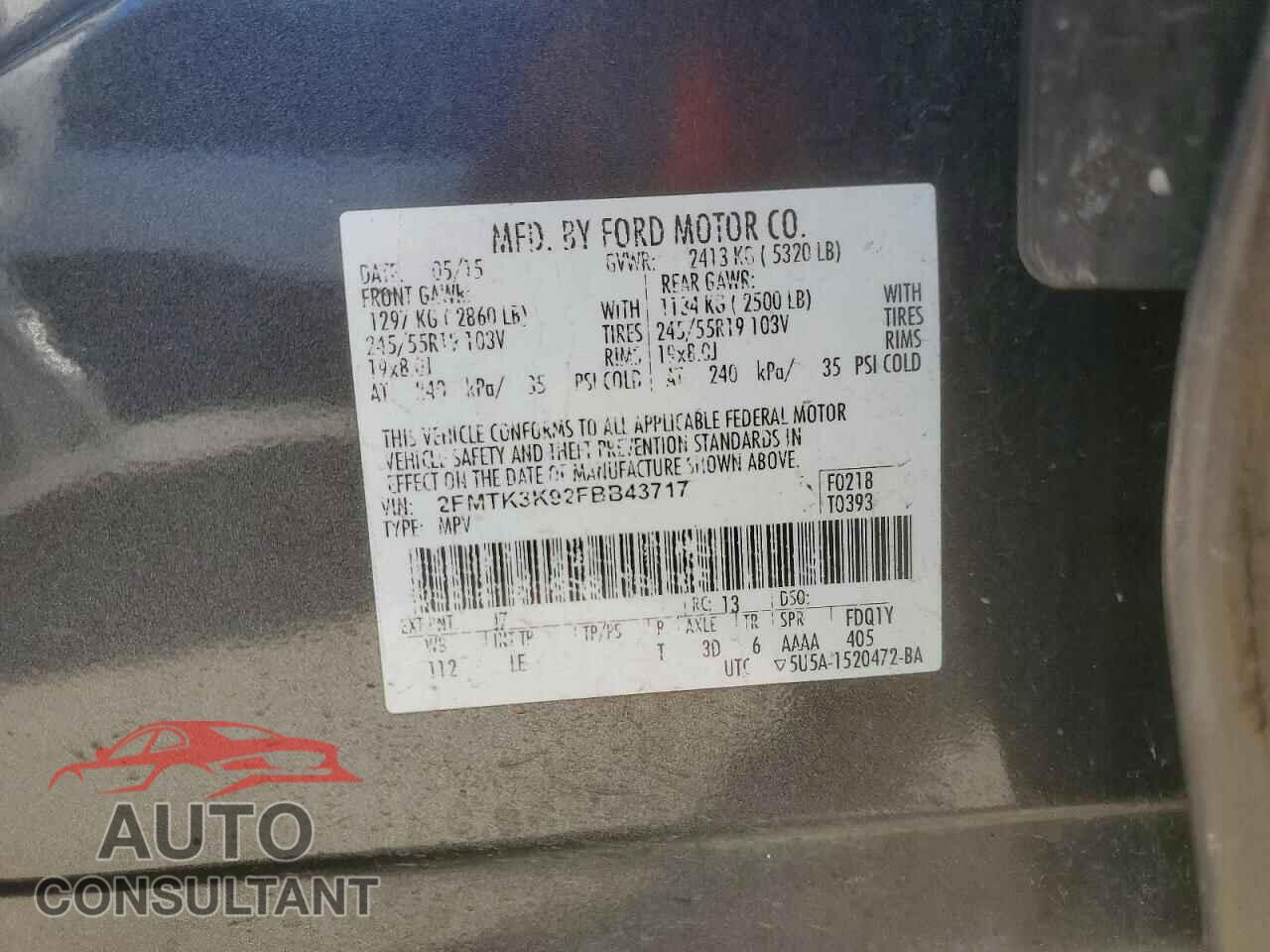 FORD EDGE 2015 - 2FMTK3K92FBB43717