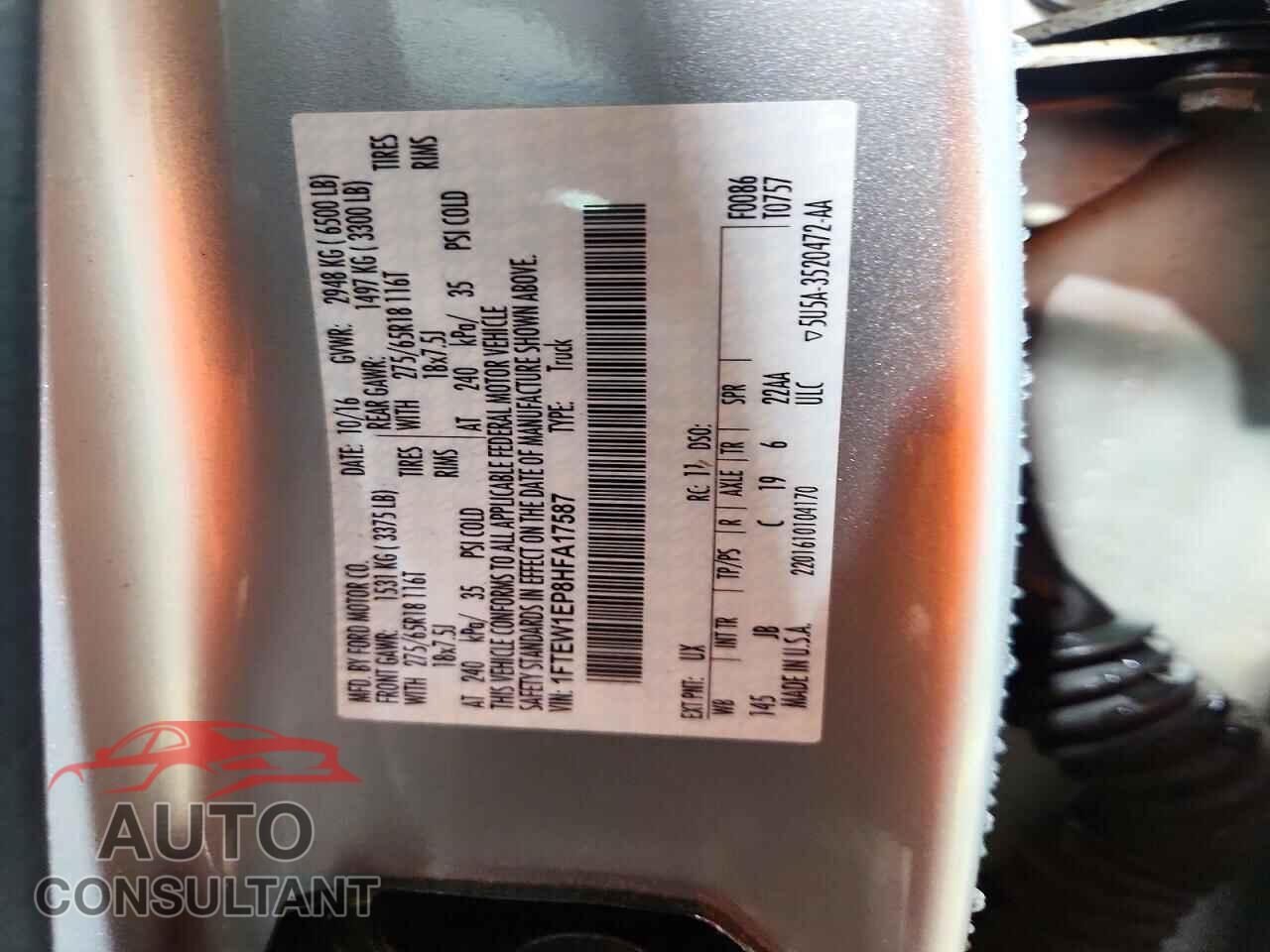 FORD F150 2017 - 1FTEW1EP8HFA17587