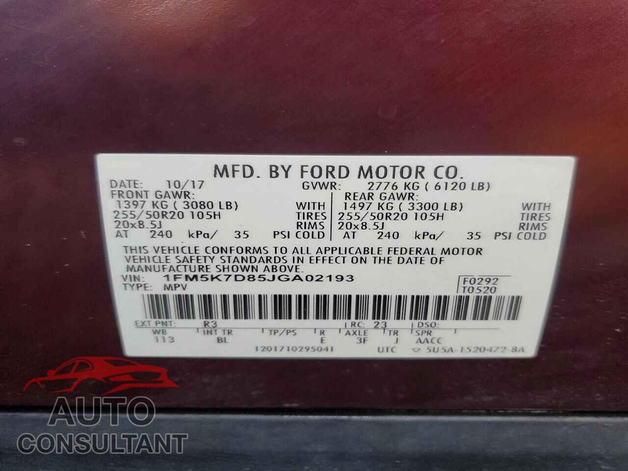 FORD EXPLORER 2018 - 1FM5K7D85JGA02193