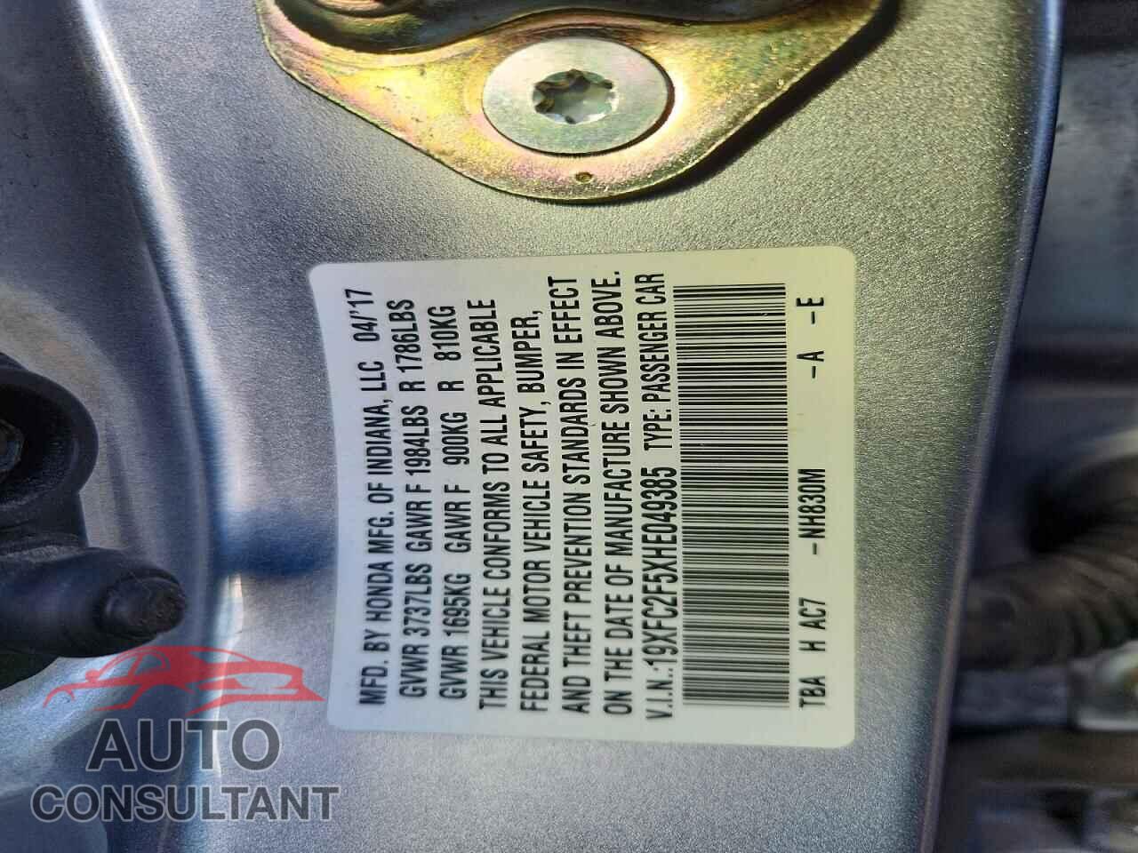 HONDA CIVIC 2017 - 19XFC2F5XHE049385