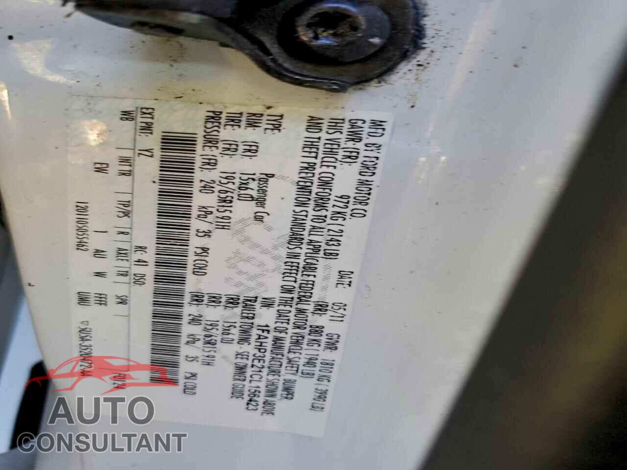 FORD FOCUS 2012 - 1FAHP3E21CL156423