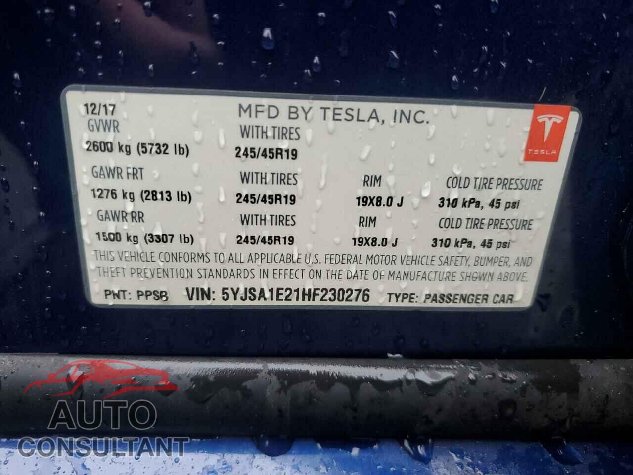 TESLA MODEL S 2017 - 5YJSA1E21HF230276