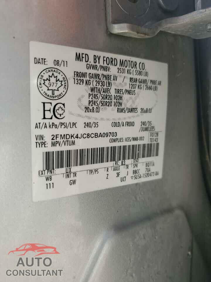 FORD EDGE 2012 - 2FMDK4JC8CBA09703