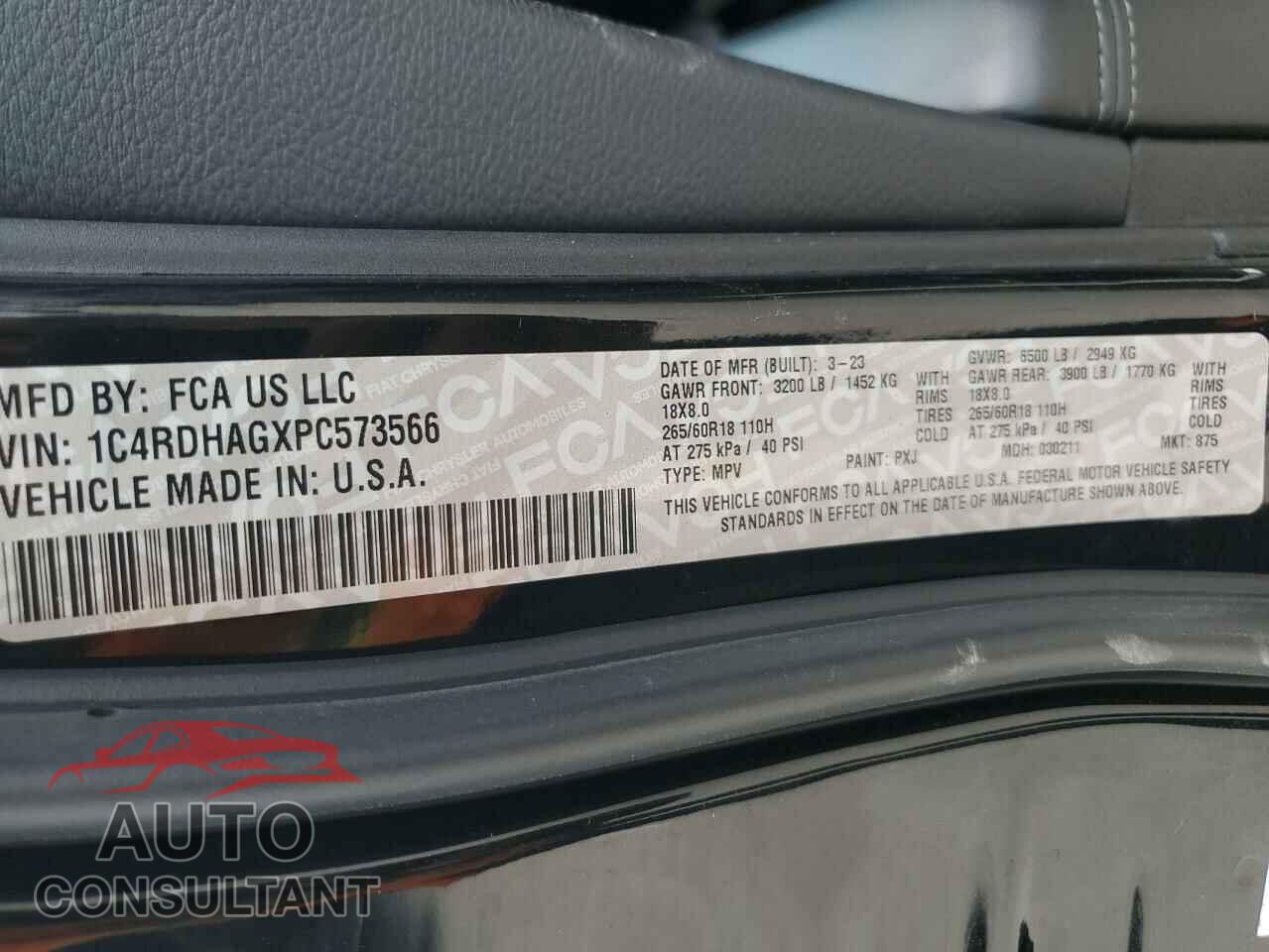DODGE DURANGO 2023 - 1C4RDHAGXPC573566