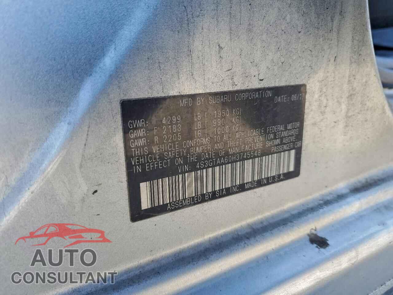 SUBARU IMPREZA 2017 - 4S3GTAA60H3745548