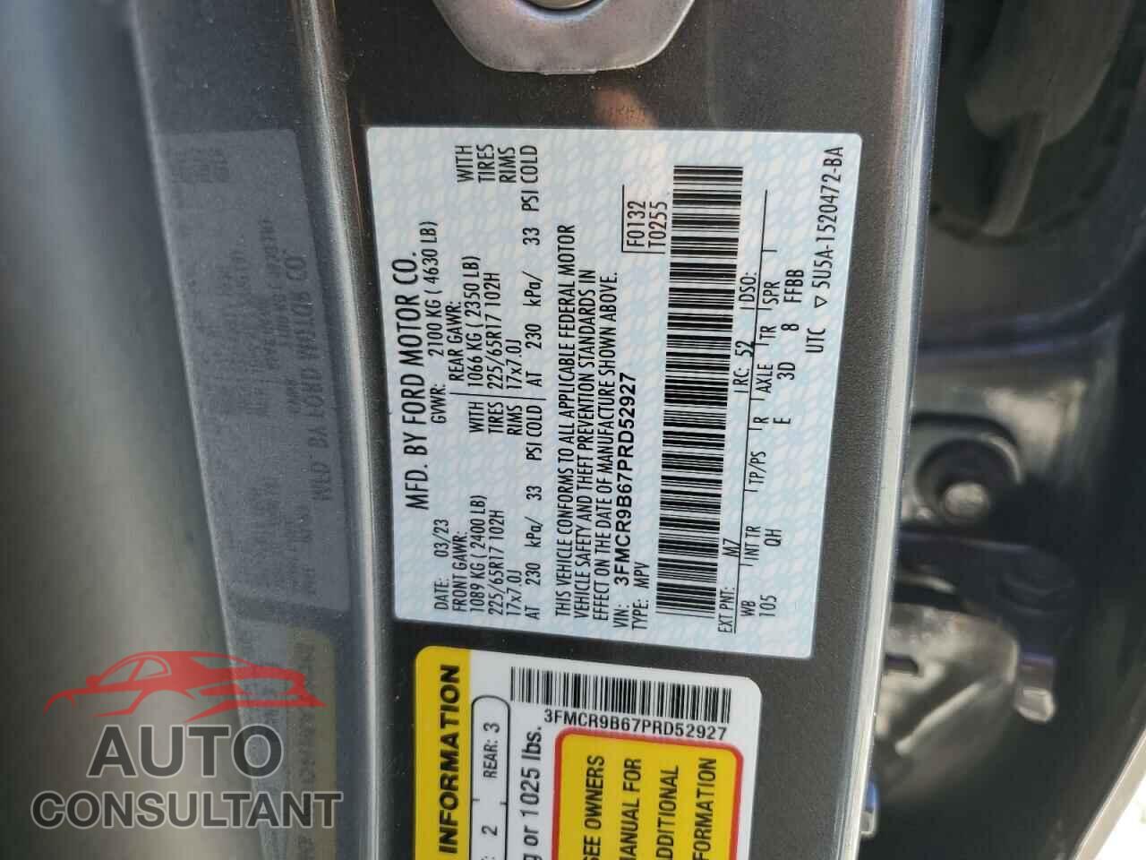FORD BRONCO 2023 - 3FMCR9B67PRD52927
