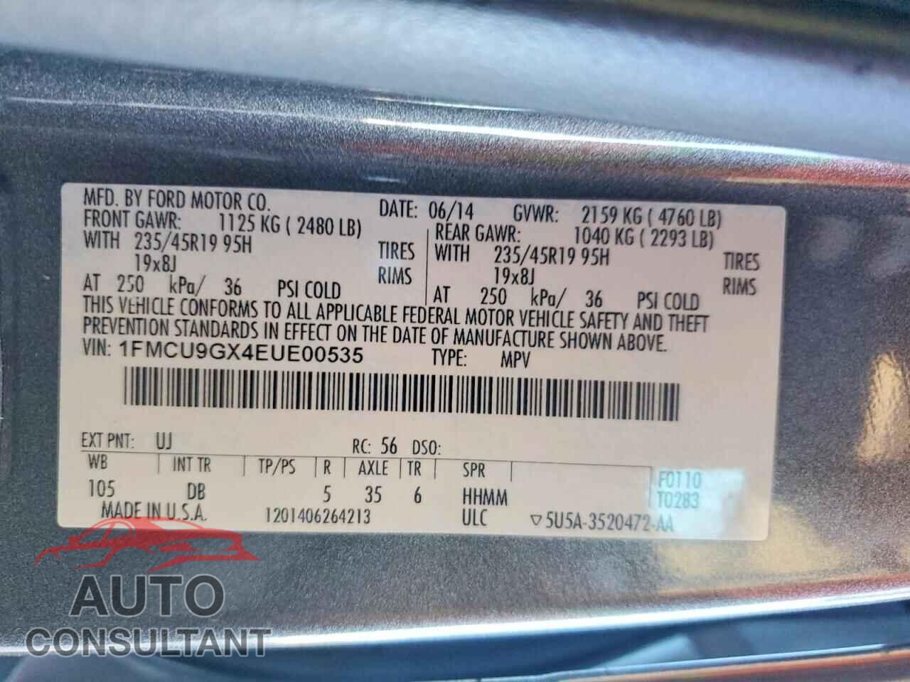 FORD ESCAPE 2014 - 1FMCU9GX4EUE00535