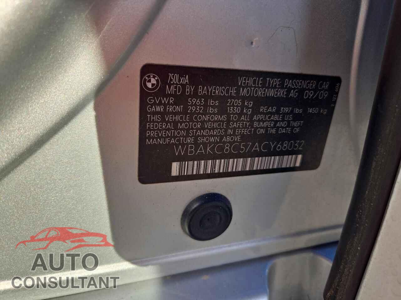BMW 7 SERIES 2010 - WBAKC8C57ACY68032