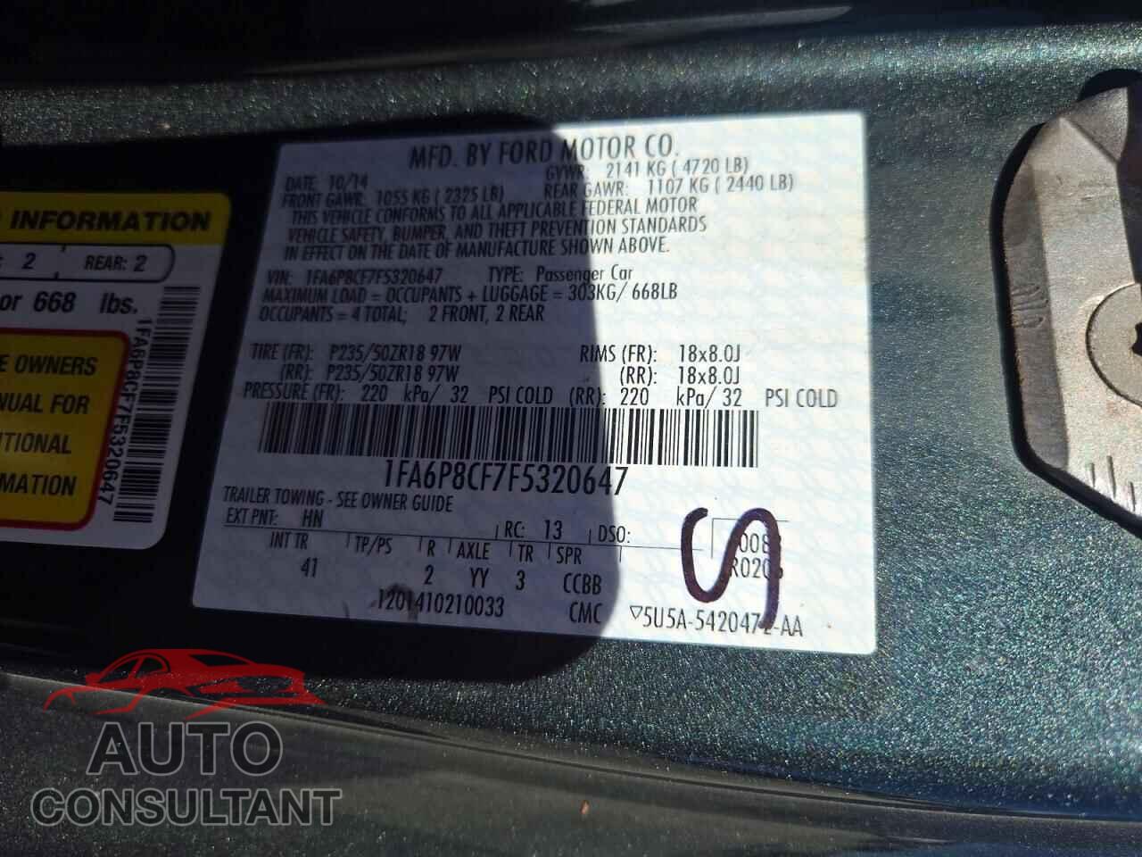 FORD MUSTANG 2015 - 1FA6P8CF7F5320647