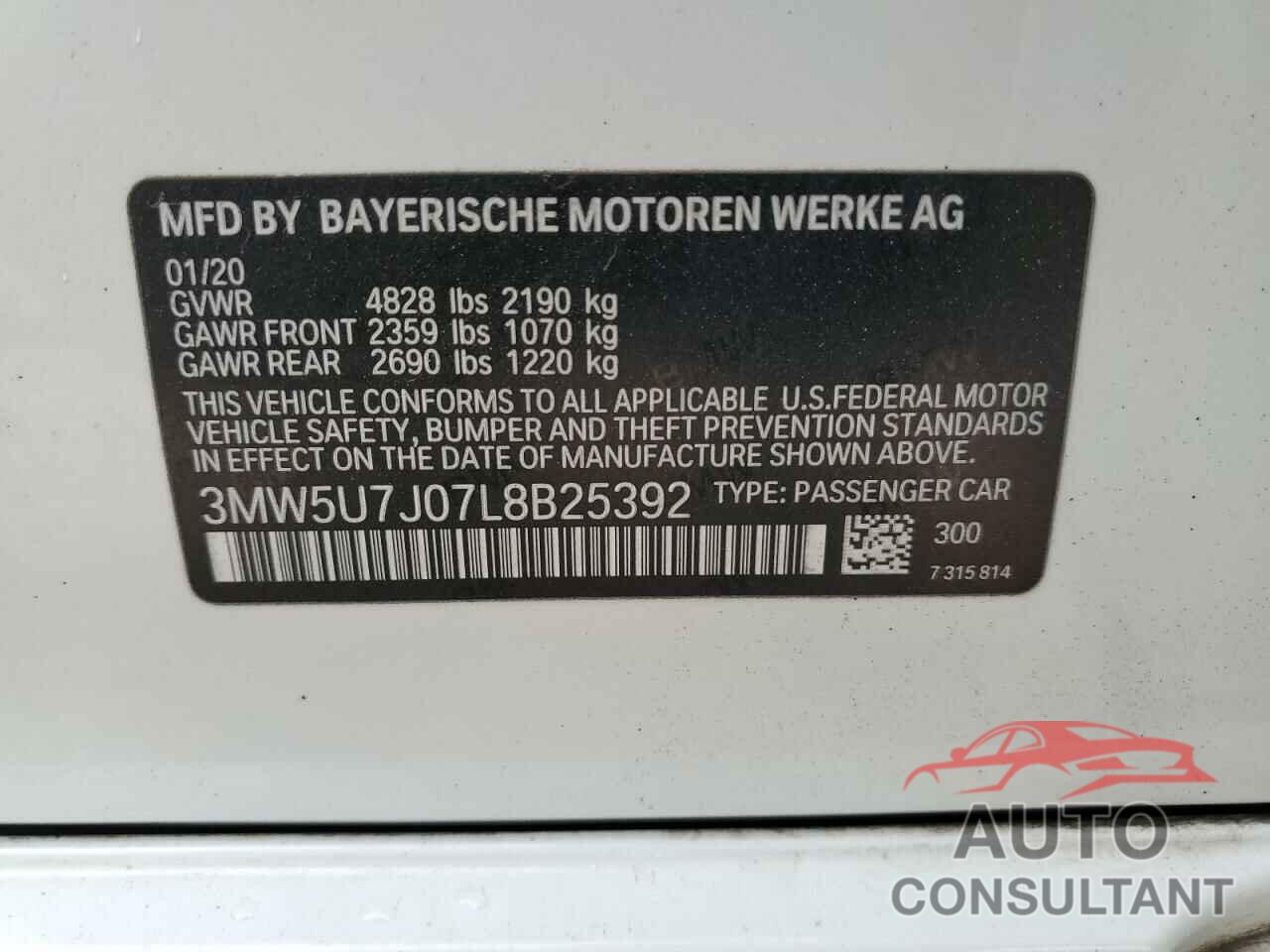 BMW M3 2020 - 3MW5U7J07L8B25392