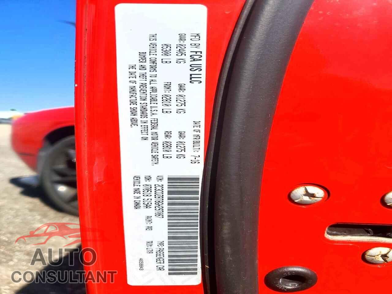 DODGE CHALLENGER 2016 - 2C3CDZBT8GH297087
