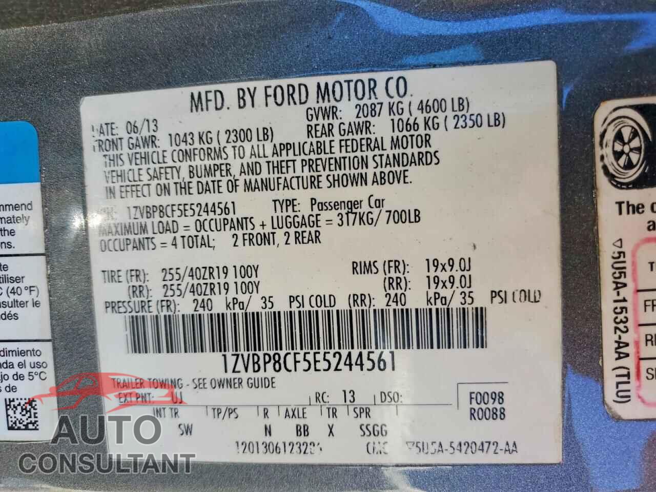 FORD MUSTANG 2014 - 1ZVBP8CF5E5244561