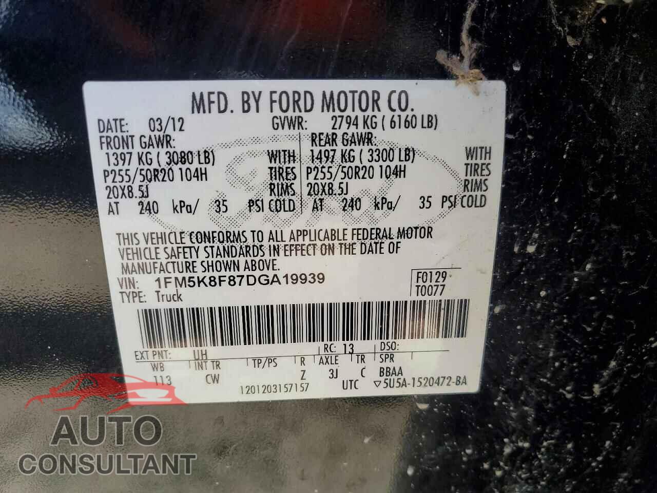 FORD EXPLORER 2013 - 1FM5K8F87DGA19939